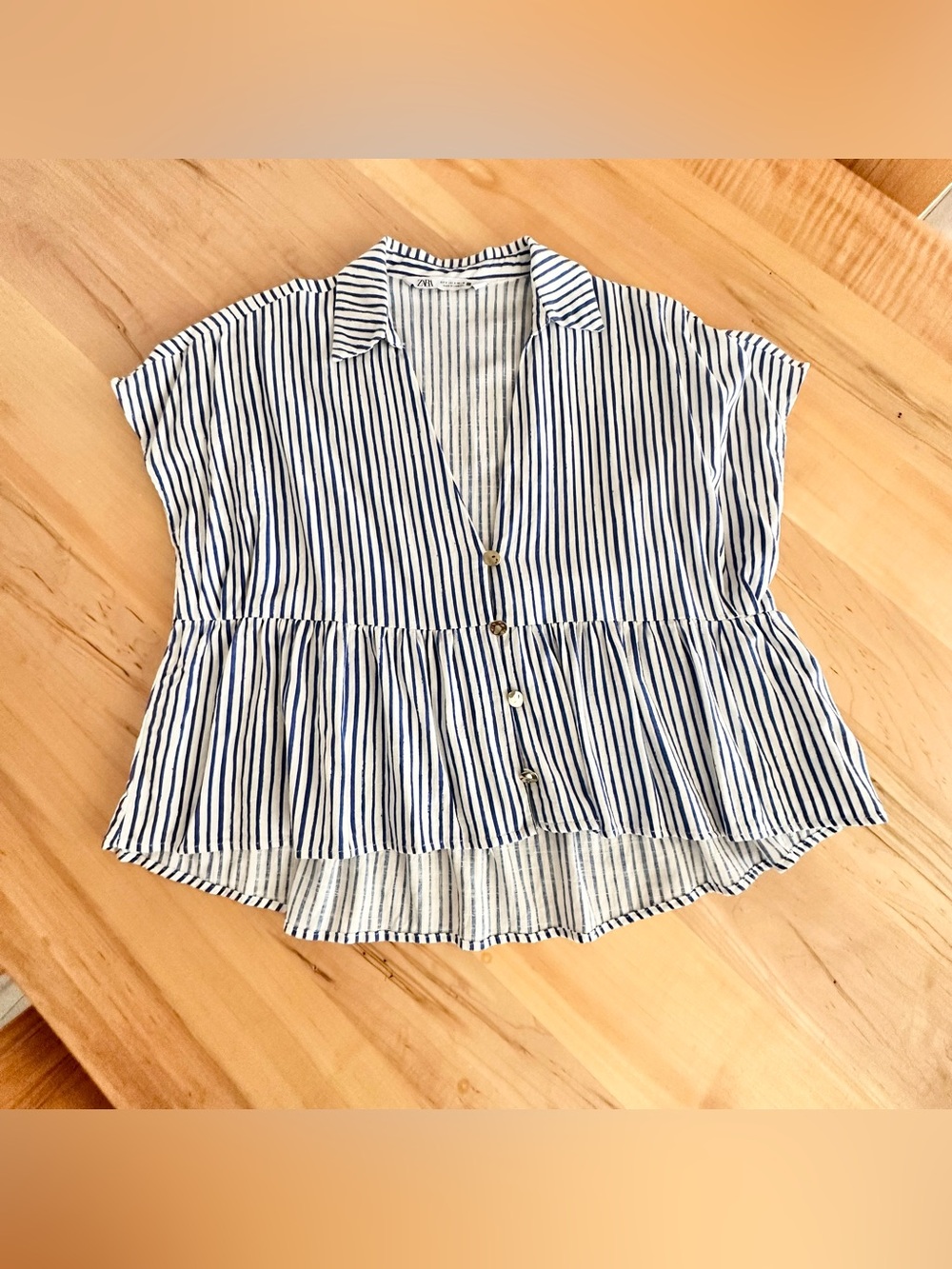 ZARA striped linen top S